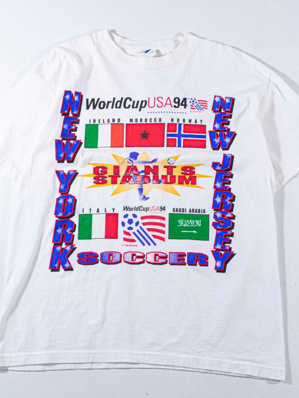 Vintage 1994 World Cup NY NJ Giants Stadium T-Shirt L High 5 Soccer Blokecore 90